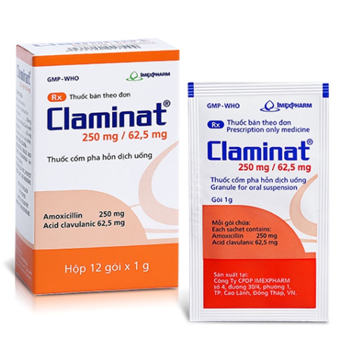 Claminat 250mg/62.5mg Imexpharm (H/12gói/1g) 