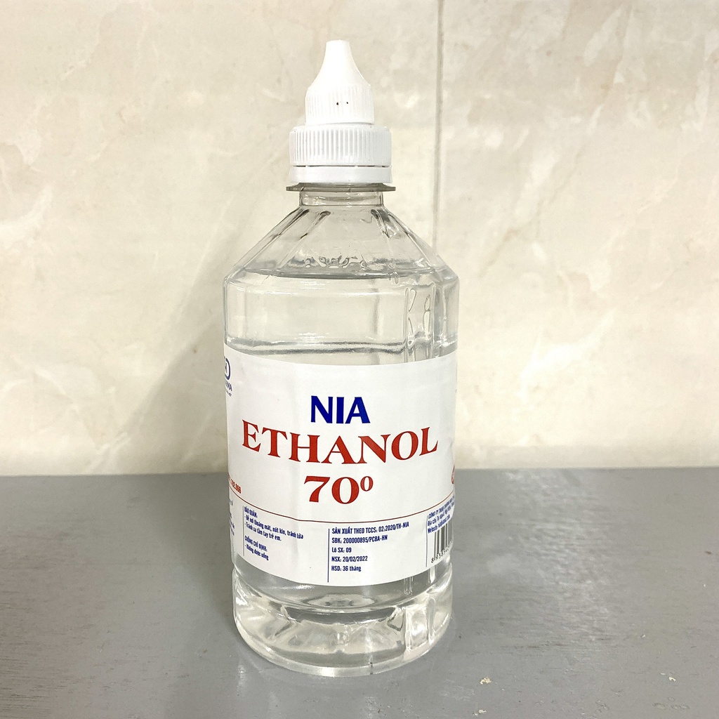 Cồn Nia Ethanol 70 độ Không Vòi (Chai/500ml)