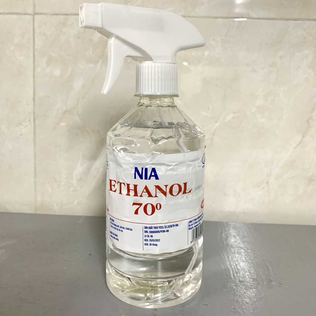 Cồn 70 độ Nia Ethanol  Có Vòi (Chai/500ml) Date 02/2025