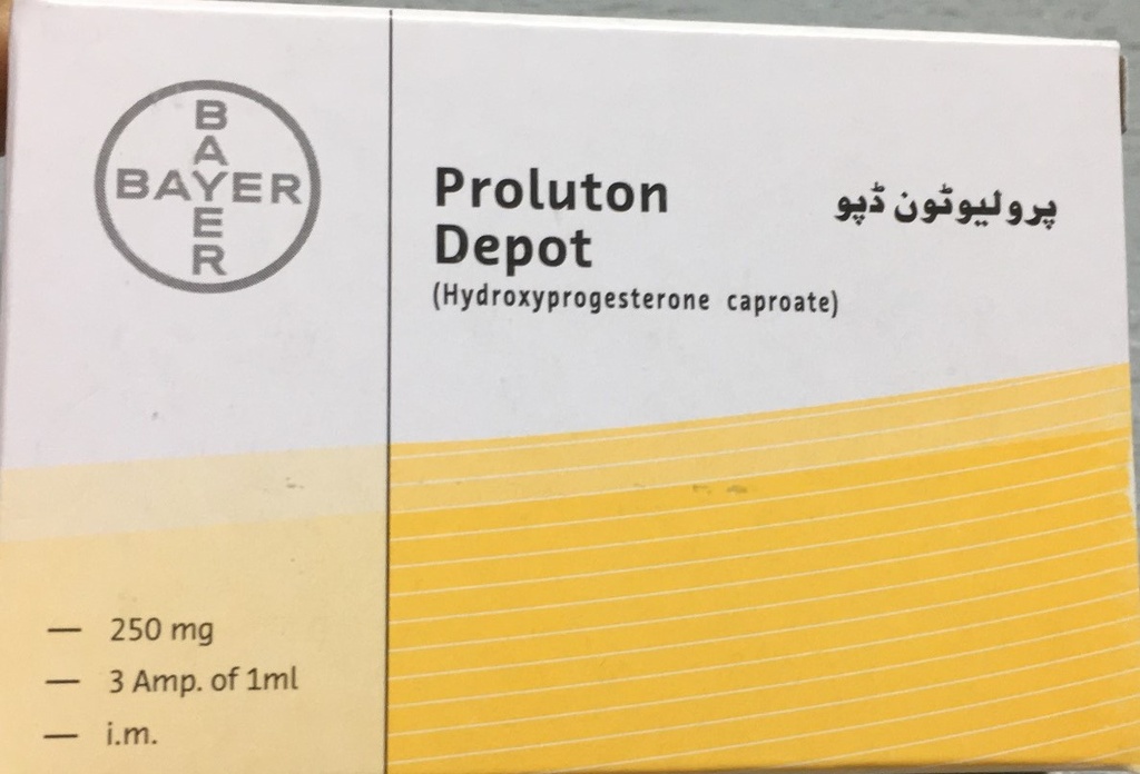 Thuốc tiêm Proluton Depot Hydroxyprogesterone 250mg Bayer (H/3o/1ml)