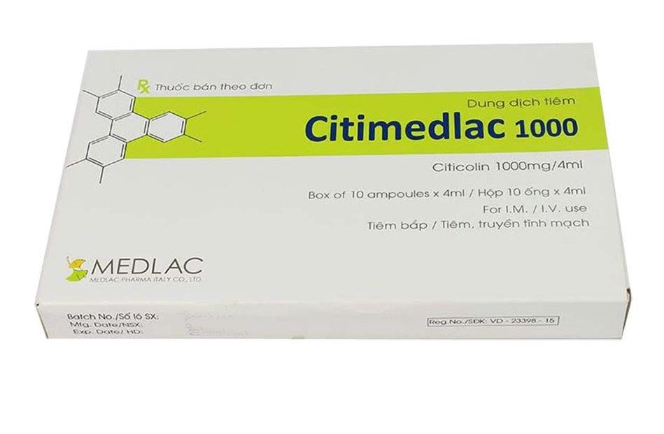 Citimedlac 1000 citicolin 1000mg/4ml tiêm Medlac (H/10o/4ml)