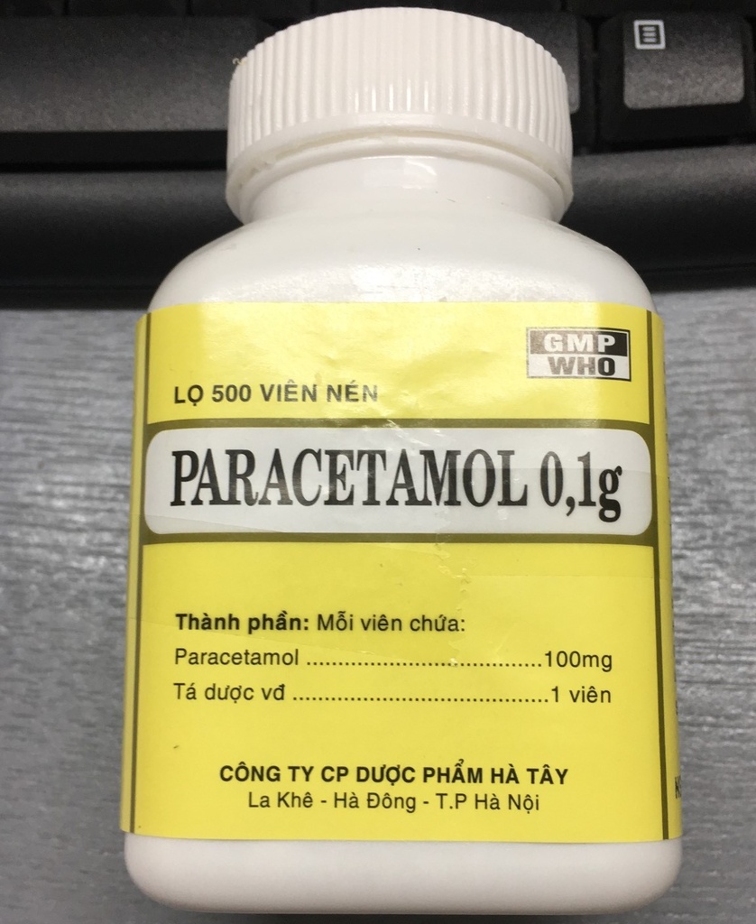 Paracetamol 0.1g Hà Tây (Lọ/500v)