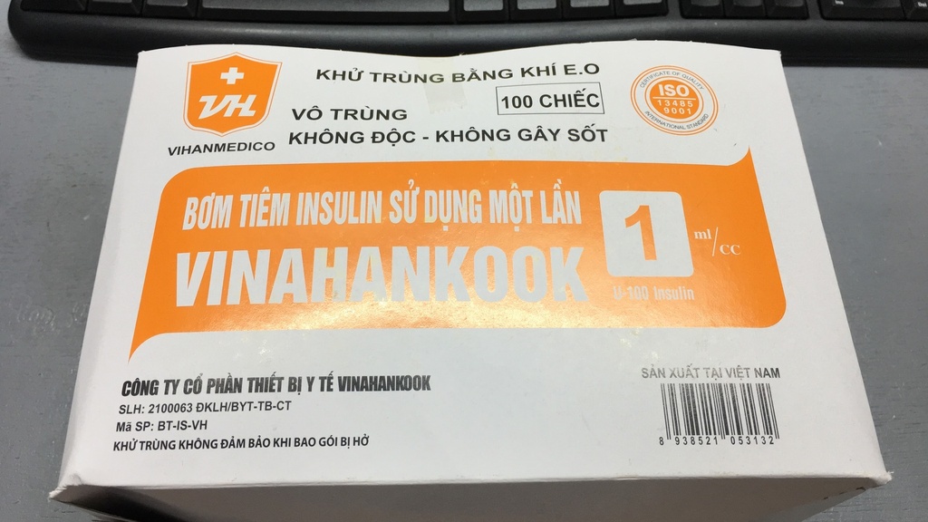 Bơm tiêm insulin 1ml/cc (30G x 1/2'') Vinahankook (H/100c)