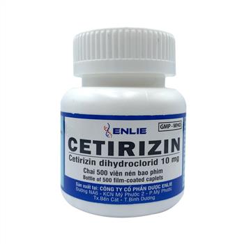 Cetirizin 10mg Enlie Bình Dương (Lọ/500v)