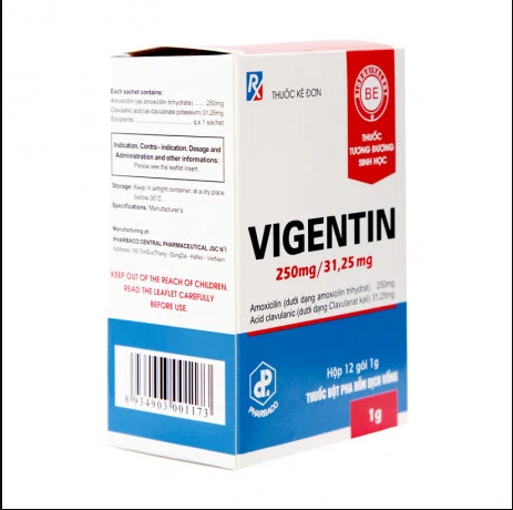 Vigentin 250mg/31.25mg TW1 Pharbaco (H/12gói/1g)