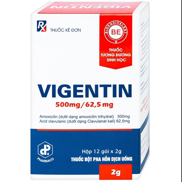 Vigentin 500mg/62.5mg TW1 Pharbaco (H/12gói/2g)