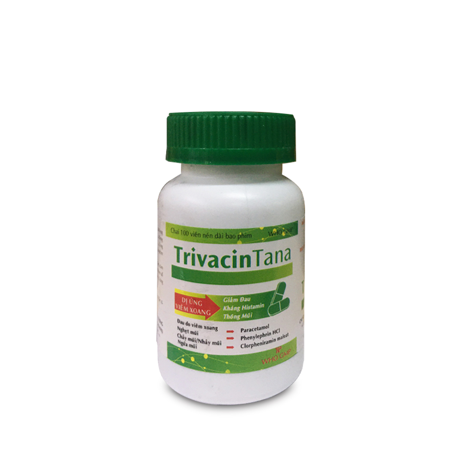 TrivacinTana paracetamol 500mg nắp xanh Thành Nam (Lọ/100v)
