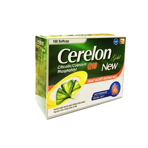 Cerelon gold new citicolin/coenzym phosphatidyl Q10 MediUSA xanh lá (H/100v)