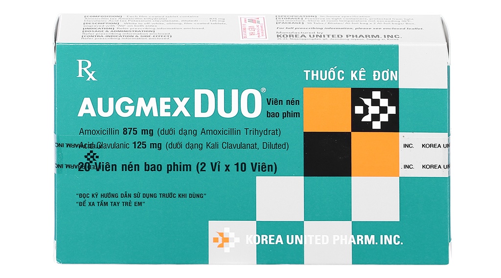 Augmex Duo 875mg/125mg Hàn Quốc (H/20v) date 01/2025