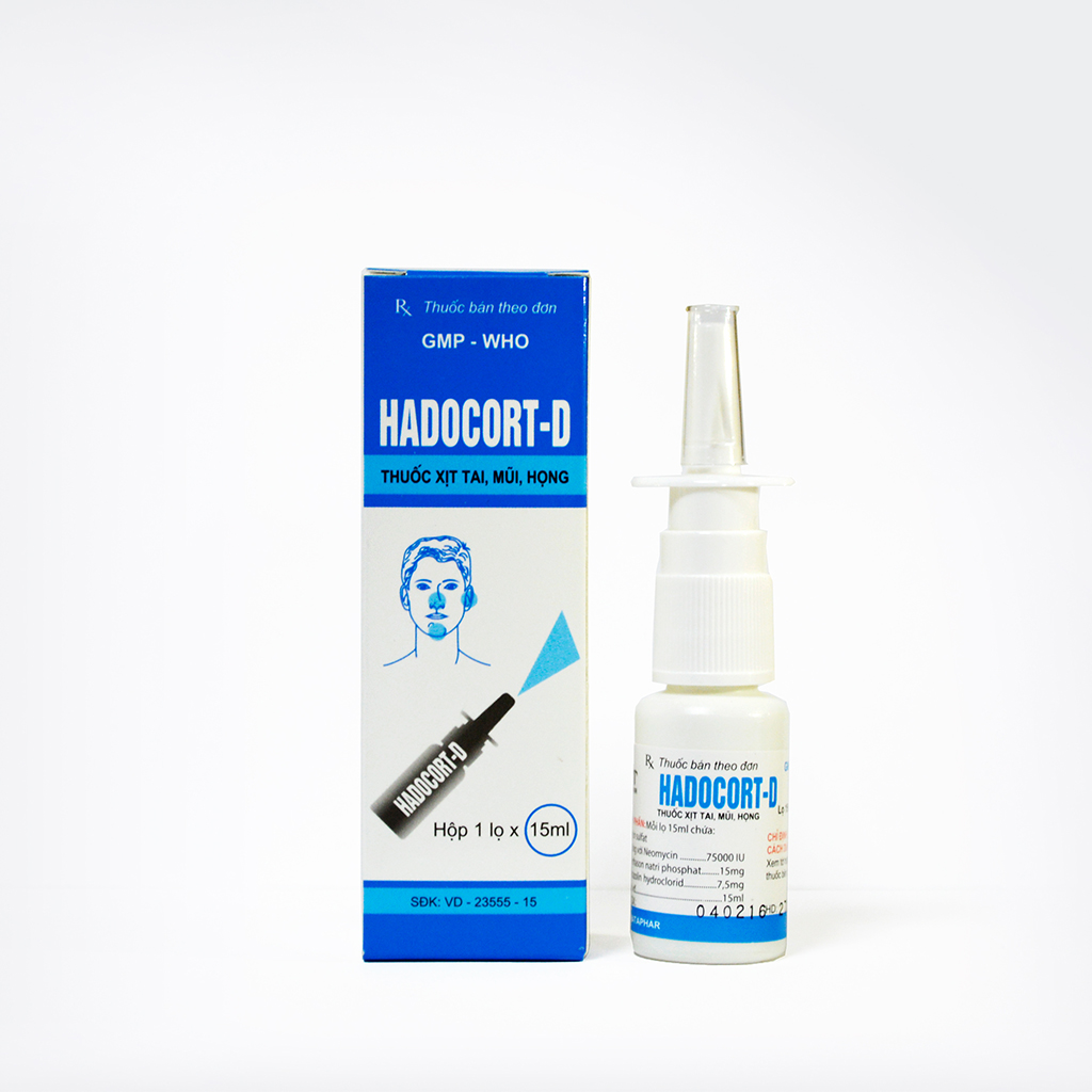 Hadocort D Thuốc Xịt Tai Mũi Họng Hà tây (Cọc/10lọ/15ml)