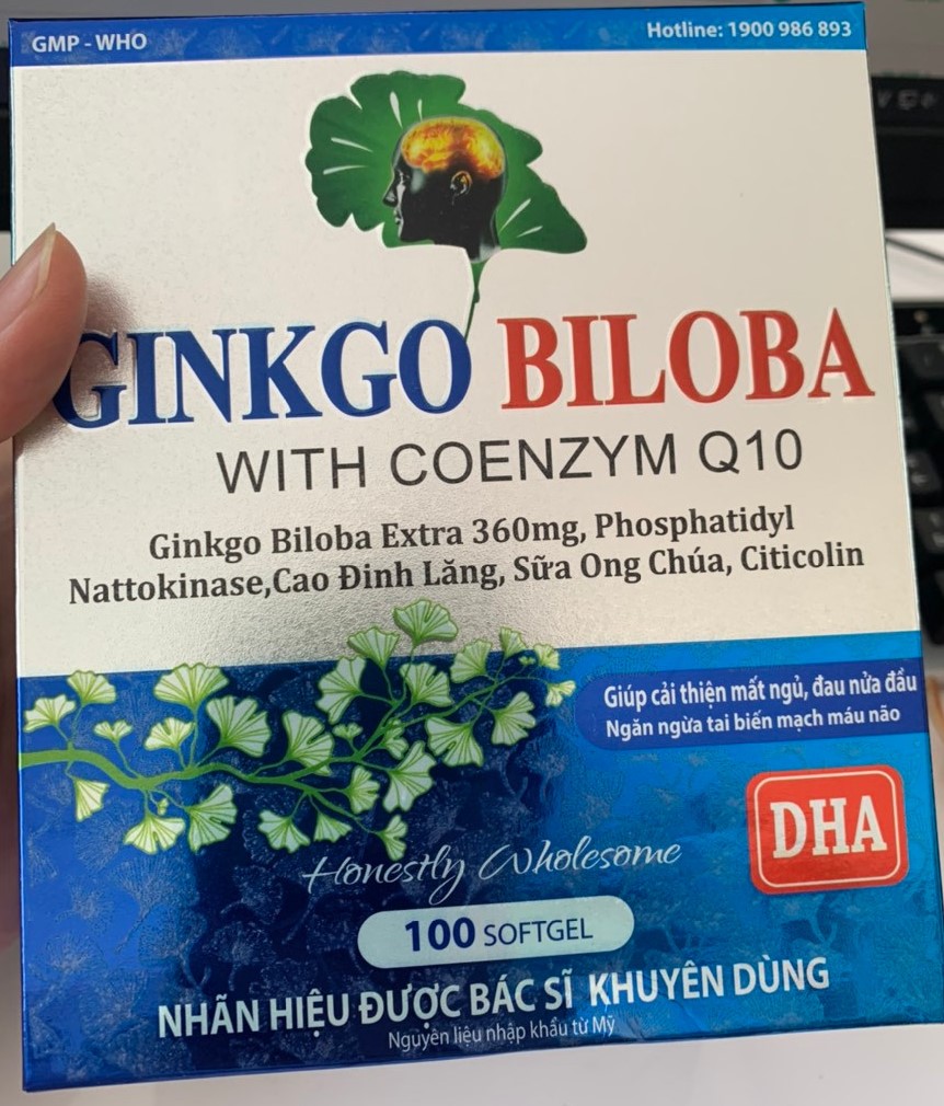 Ginkgo biloba 360mg with coenzym Q10 tinh dầu tỏi đen MediUSA (H/100v)