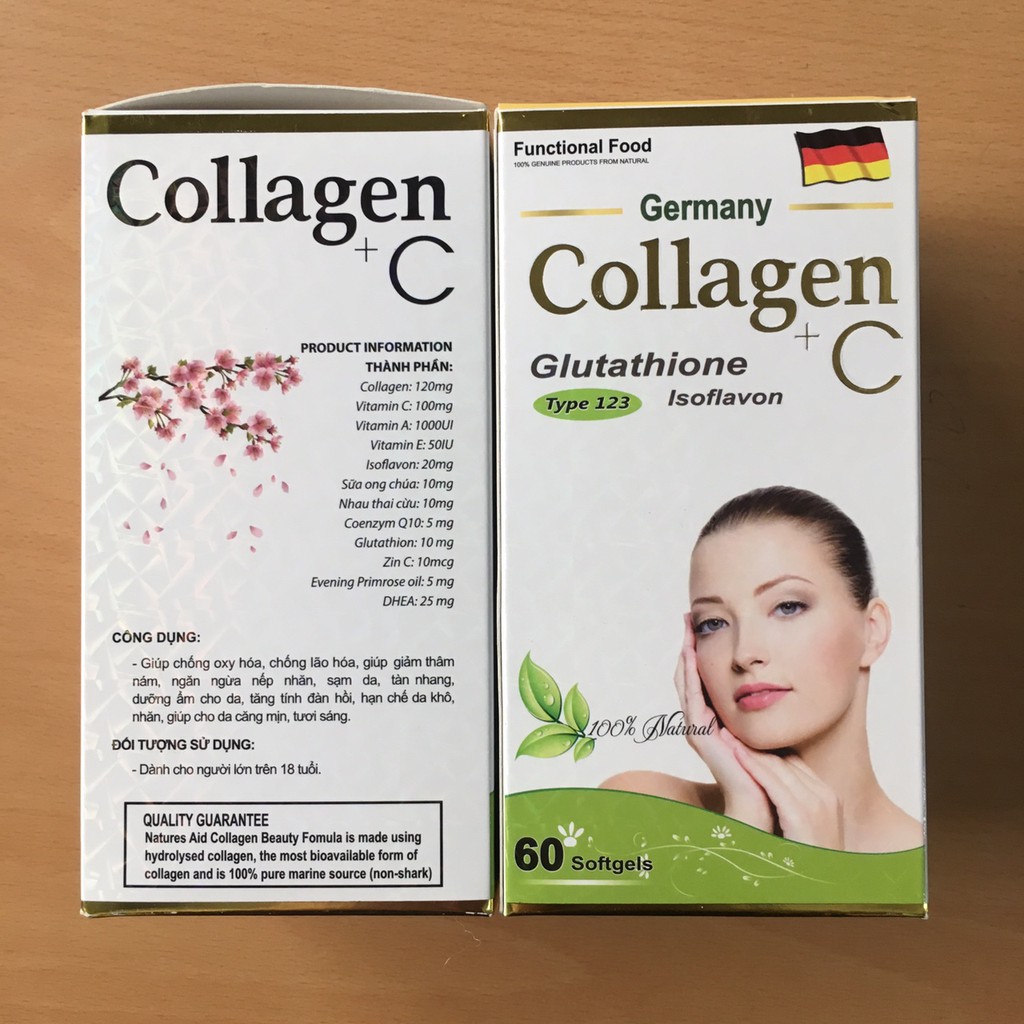 Collagen C glutathione type 123 Germany (Lọ/60v)