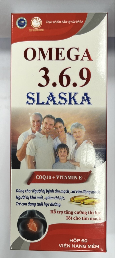 Slaska Omega 369 CoQ10 + Vitamin E Akopha Pháp (Lọ/60v) đỏ