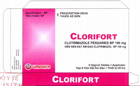 Clorifort clotrimazole 100mg viên đặt âm đạo Ấn Độ (H/6v)