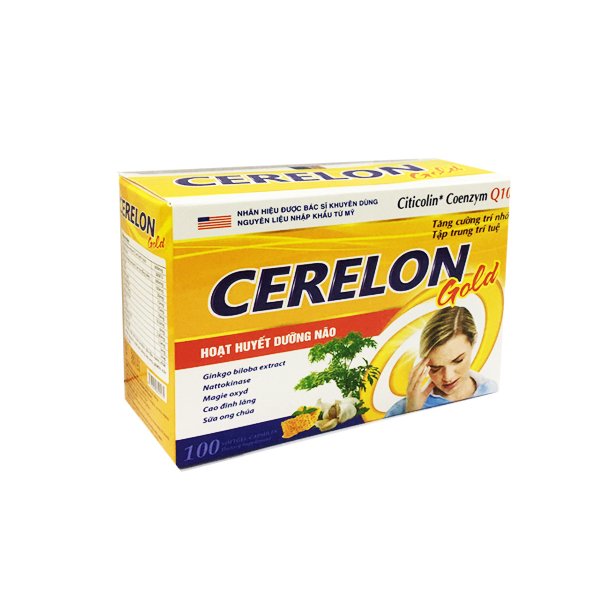 Cerelon gold vàng hoạt huyết dưỡng não MediUSA (H/100v)