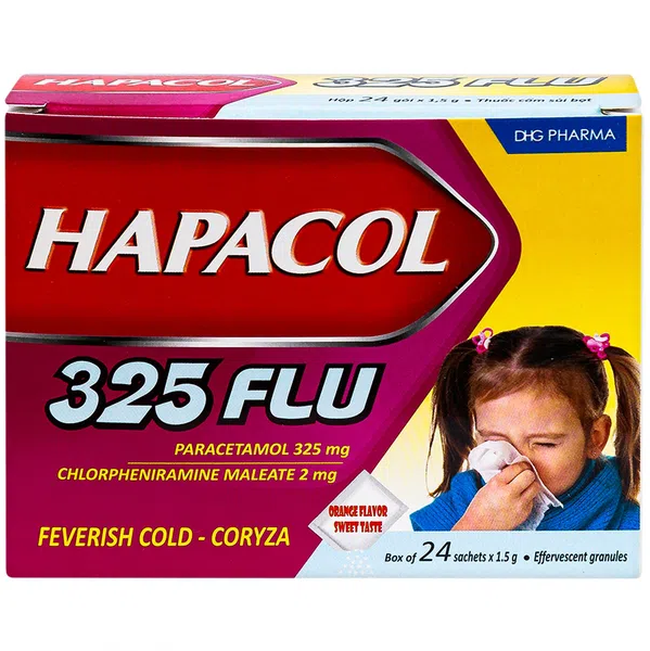 Hapacol 325 flu DHG Hậu Giang (H/24gói/1.5g)