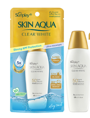 Sunplay Skin Aqua clear white sữa chống nắng dưỡng da trắng mịn Rohto (Lọ/25g)