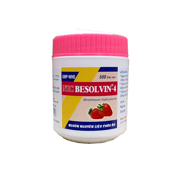 Besolvin Bromhexin 4mg vị dâu NIC (Lọ/500v)