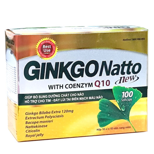 Ginkgo Natto 120mg with coenzym Q10 new MediUsa (H/100v) (vàng)
