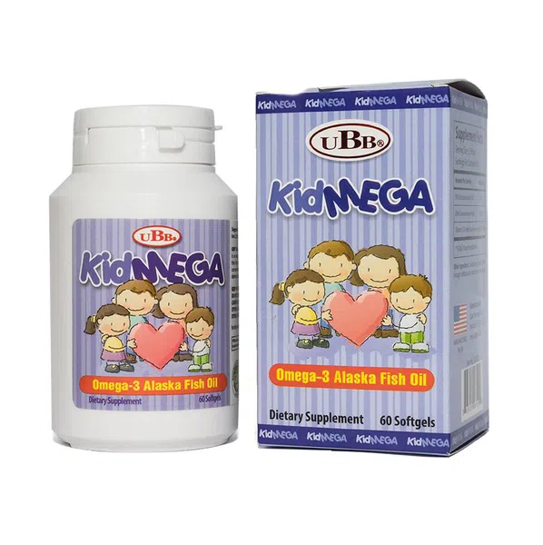 Kidmega Omega 3 Alaska fish oil UBB (Lọ/60v) date 08/2024