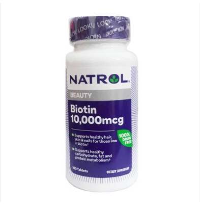 Biotin beauty 10.000mcg viên uống mọc tóc Natrol Mỹ (Lọ/100v)