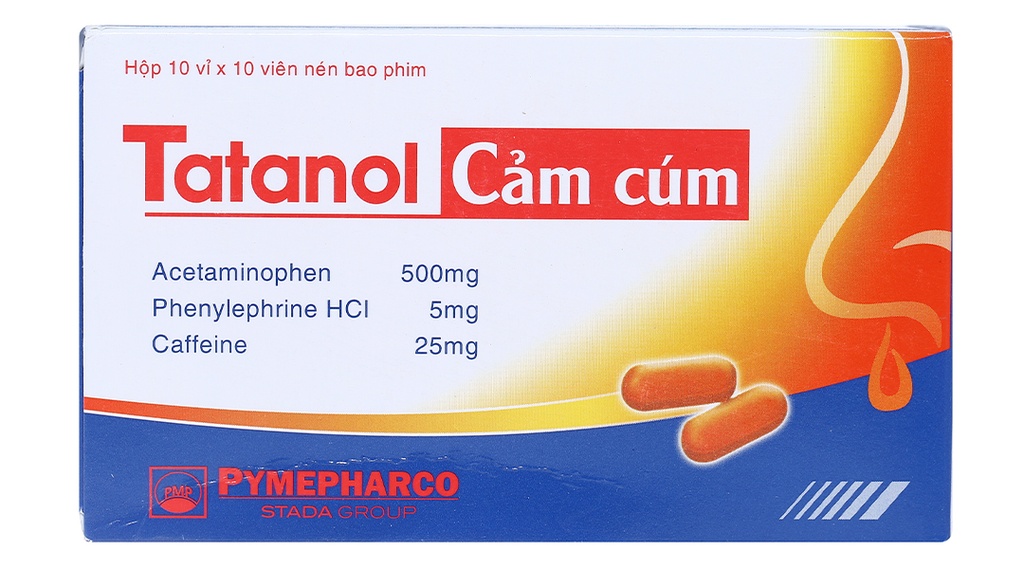 Tatanol cảm cúm Acetaminophen 500mg Pymepharco (H/100v)