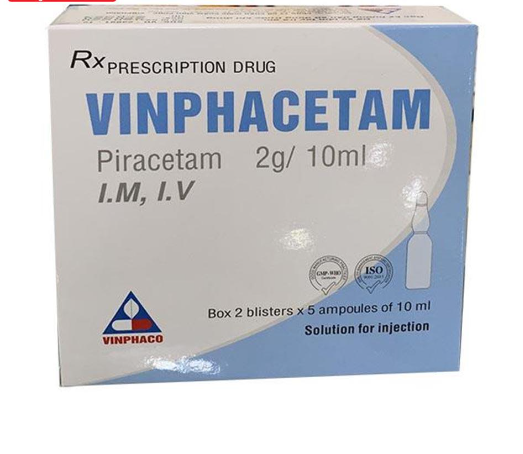Vinphacetam Piracetam 2g/10ml tiêm Vĩnh Phúc (H/10o/10ml)