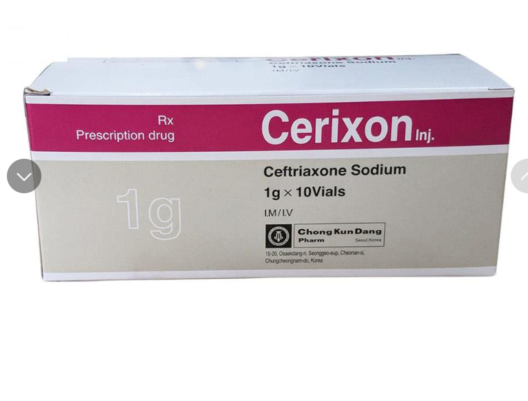 Cerixon ceftriaxone 1g tiêm Hàn Quốc (H/10lọ/1g)