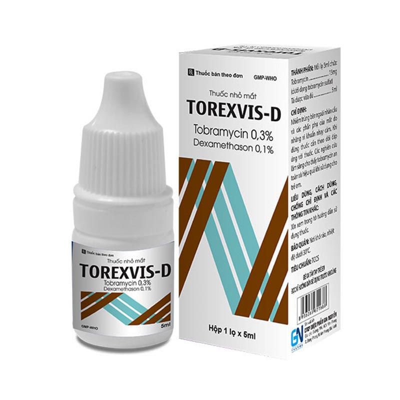 Torexvis D tobramycin 0.3% dexamethason 0.1% Meracine (Cọc/10lọ/5ml)