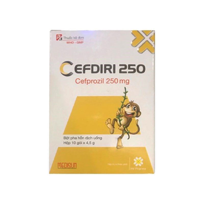 Cefdiri 250 cefprozil 250mg Medisun (H/10gói/4.5g) (con khỉ)