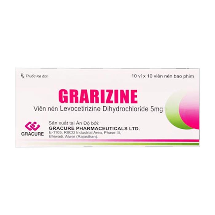 Grarizine levocetirizine 5mg Ấn Độ (H/100v) Date 04/2027
