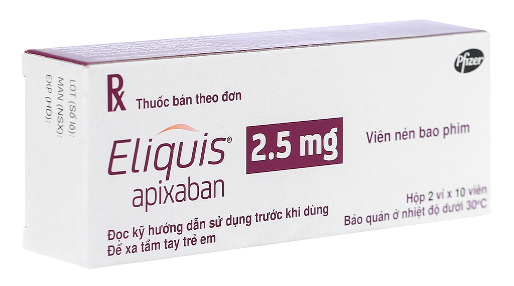 Eliquis apixaban 2.5mg Mỹ (H/20v) Date 08/2025