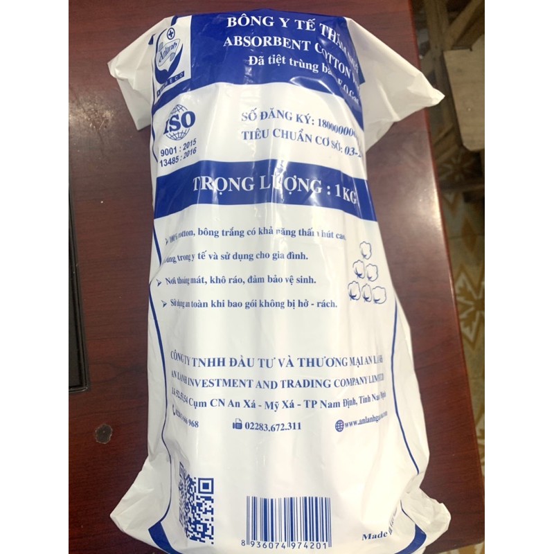 Bông y tế thấm nước 1kg An Lành(Bịch/1kg)