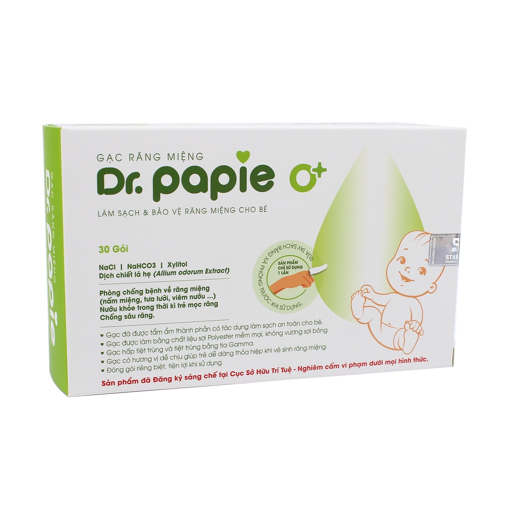 Dr Papie gạc răng miệng cho bé Starmed (H/30gói)