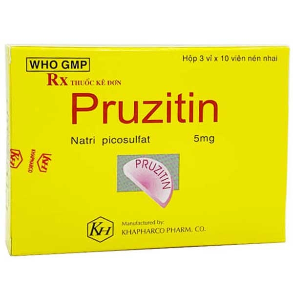 Pruzitin Natri picosulfat 5 mg viên nhai Khánh Hòa (H/30v)