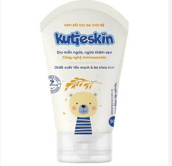 Kutieskin CVI Kem bôi dịu da cho bé (Tuýp/30g) vàng trắng con gấu