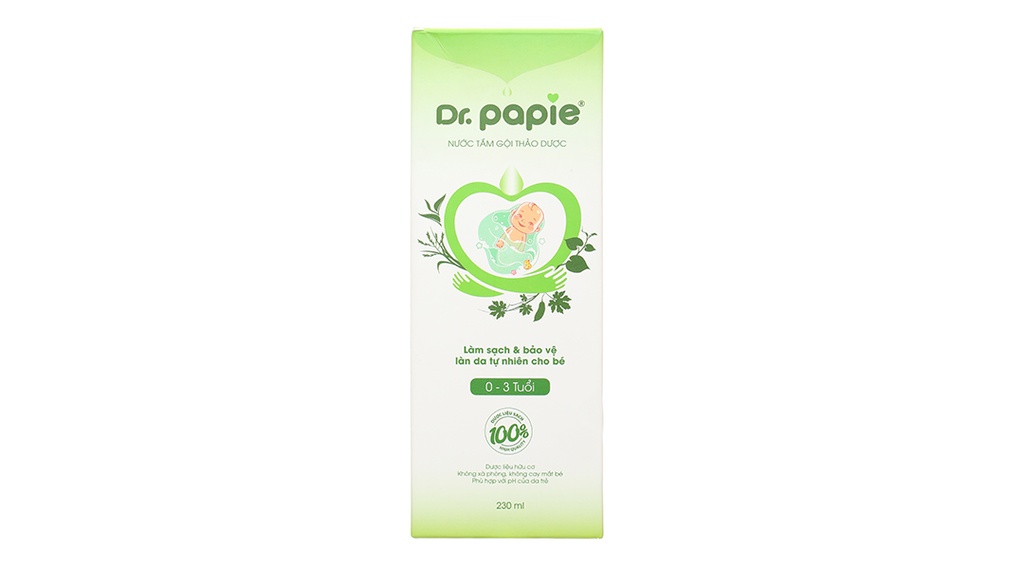 Nước tắm gội thảo dược cho bé Dr Papie (Lọ/230ml )