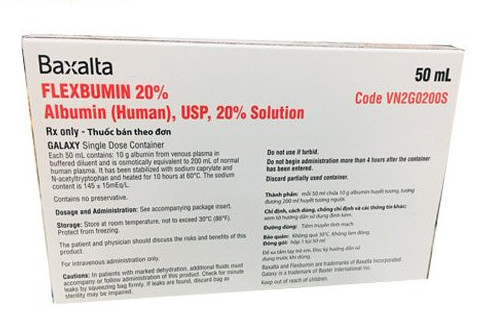 Baxalta Flexbumin 20% Albumin Mỹ (H/Túi 50ml) date 09/2025