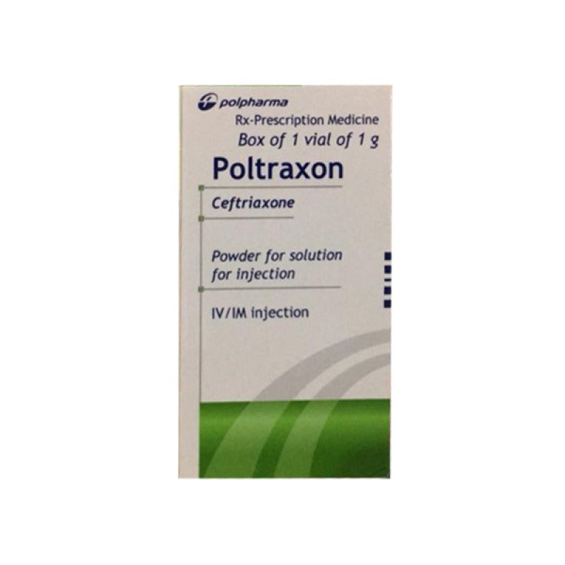 Poltraxon Ceftriaxon 1g bột pha tiêm Polpharma (Lọ/1g) Date 02/2026