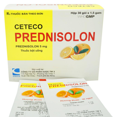 Ceteco Prednisolon 5mg thuốc bột uống Dược TW3 (H/30gói/1.5g)
