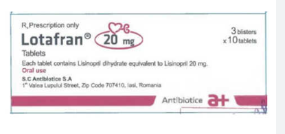 Lotafran Lisinopril 20mg Rumani (H/30v) 