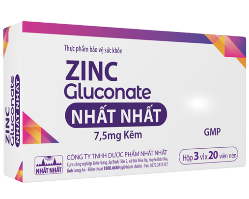 Zinc gluconate 7.5mg kẽm Nhất Nhất (H/60v) 