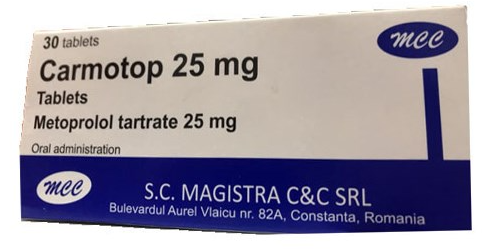Carmotop Metoprolol 25mg Romania (H/30v) Date 05/2027
