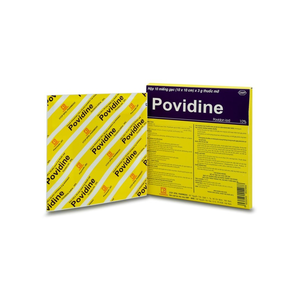Gạc Mỡ Povidine 10% sát trùng vết thương Pharmedic (H/10m/3g)