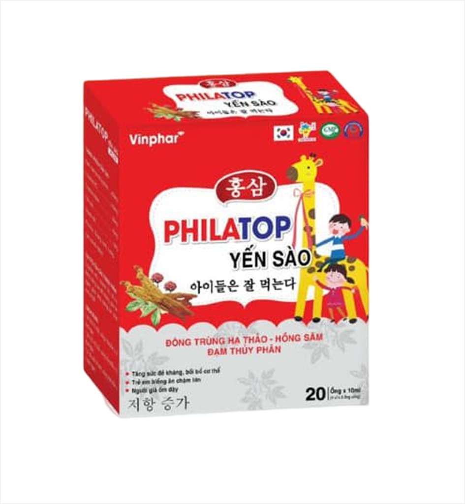 Philatop yến sào đông trùng hạ thảo - hồng sâm đạm thủy phân Vinphar (H/20o/10ml)