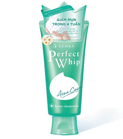 Perfect Whip sữa rửa mặt ngăn ngừa mụn màu xanh lá Acne care Nhật Bản (Tuýp/100g)