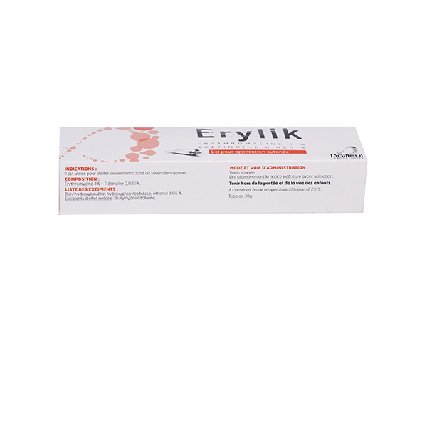 Erylik Erythromycin gel trị mụn Pháp (Tuýp/30g) date 12/2025