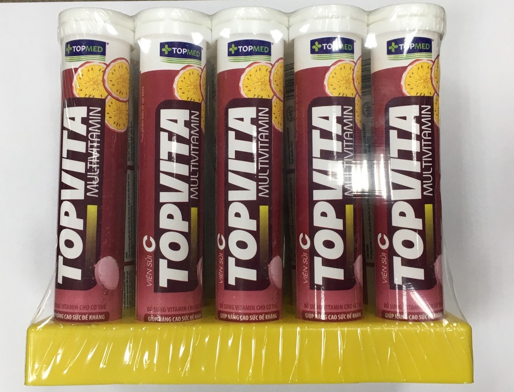 Topvita Multivitamin sủi chanh leo Topmed (Cọc/10tuýp/20v)