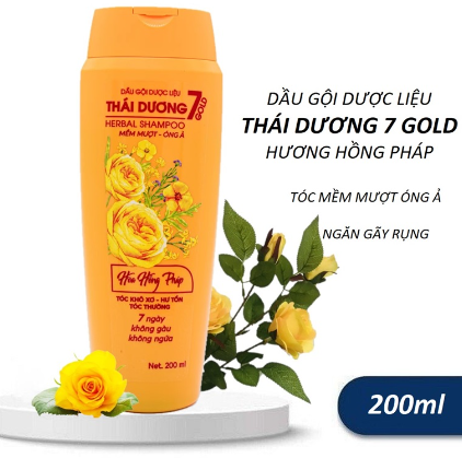 Dầu gội dược liệu thái dương 7 gold HOA HỒNG PHÁP (chai/200ml) vàng