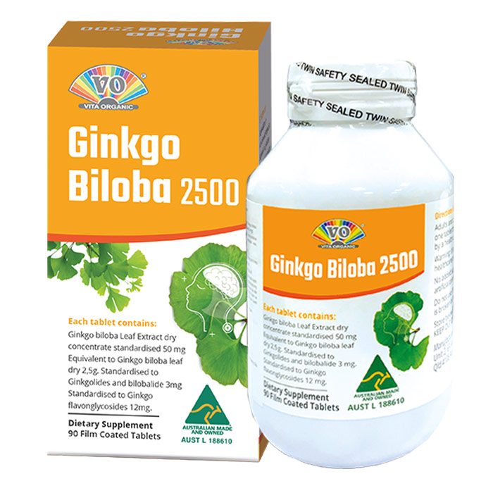 Vita Organic Ginkgo Biloba 2500 Australia (Lọ/90v) date 08/2024